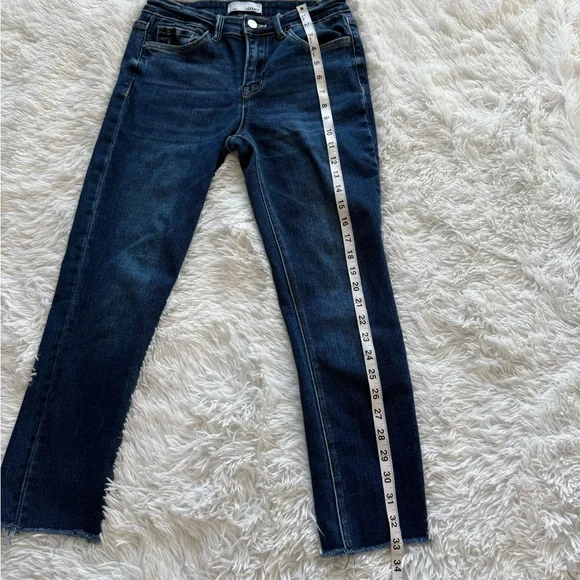 Vervet Dark Blue Raw Hem Cropped Jeans - Picture 7 of 12